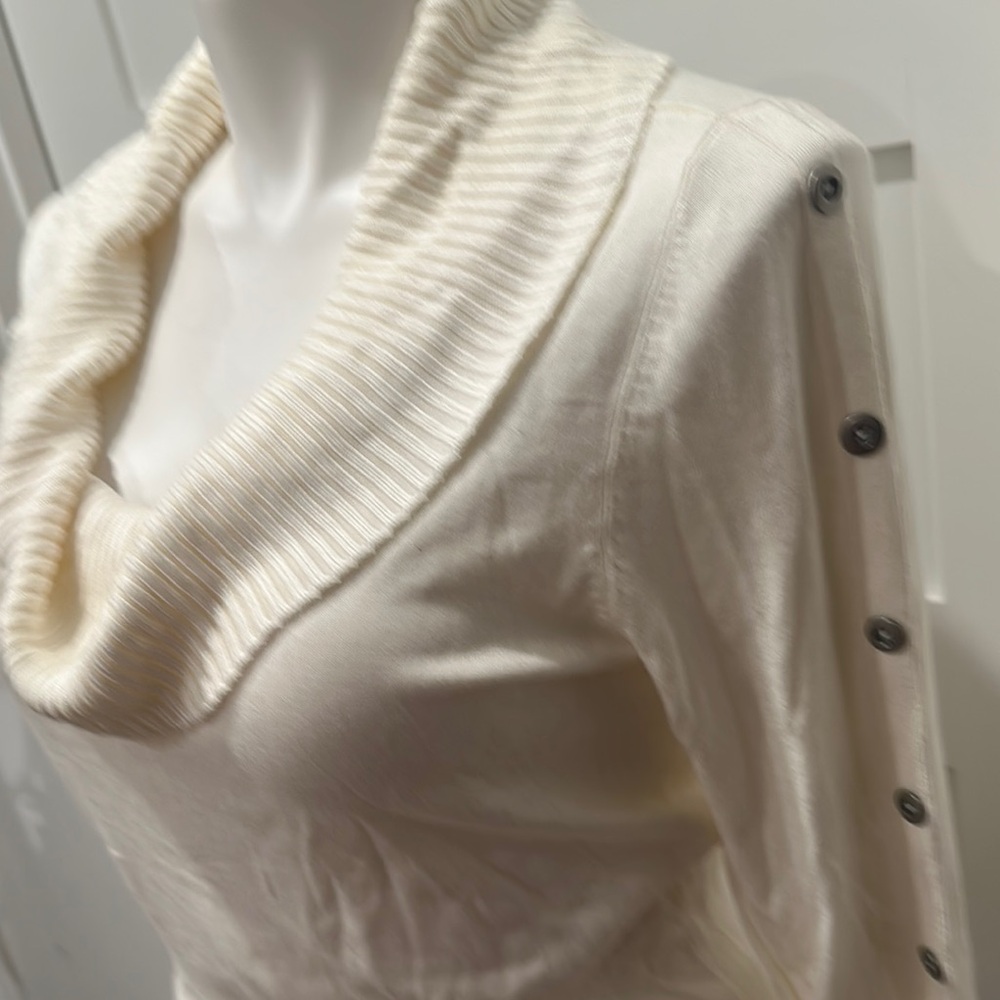 NWT White House Black Market Cream Cowl Neck Sweater Size XL - Picture 2 of 11